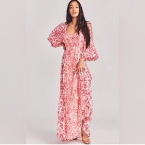 Loveshackfancy cosgrove silk maxi dress in color campfire breeze sz 00 NWT